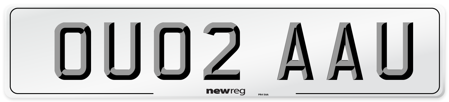 OU02 AAU Number Plate from New Reg
